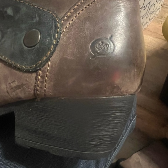 Born brown and black knee high distressed leather side zip boots - Picture 10 of 11